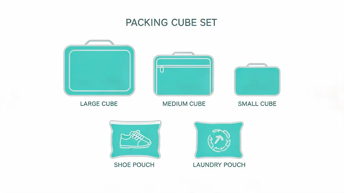 Packing cube set in multiple sizes