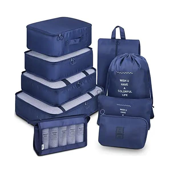 Custom packing cube set in navy, one of six sample colorways